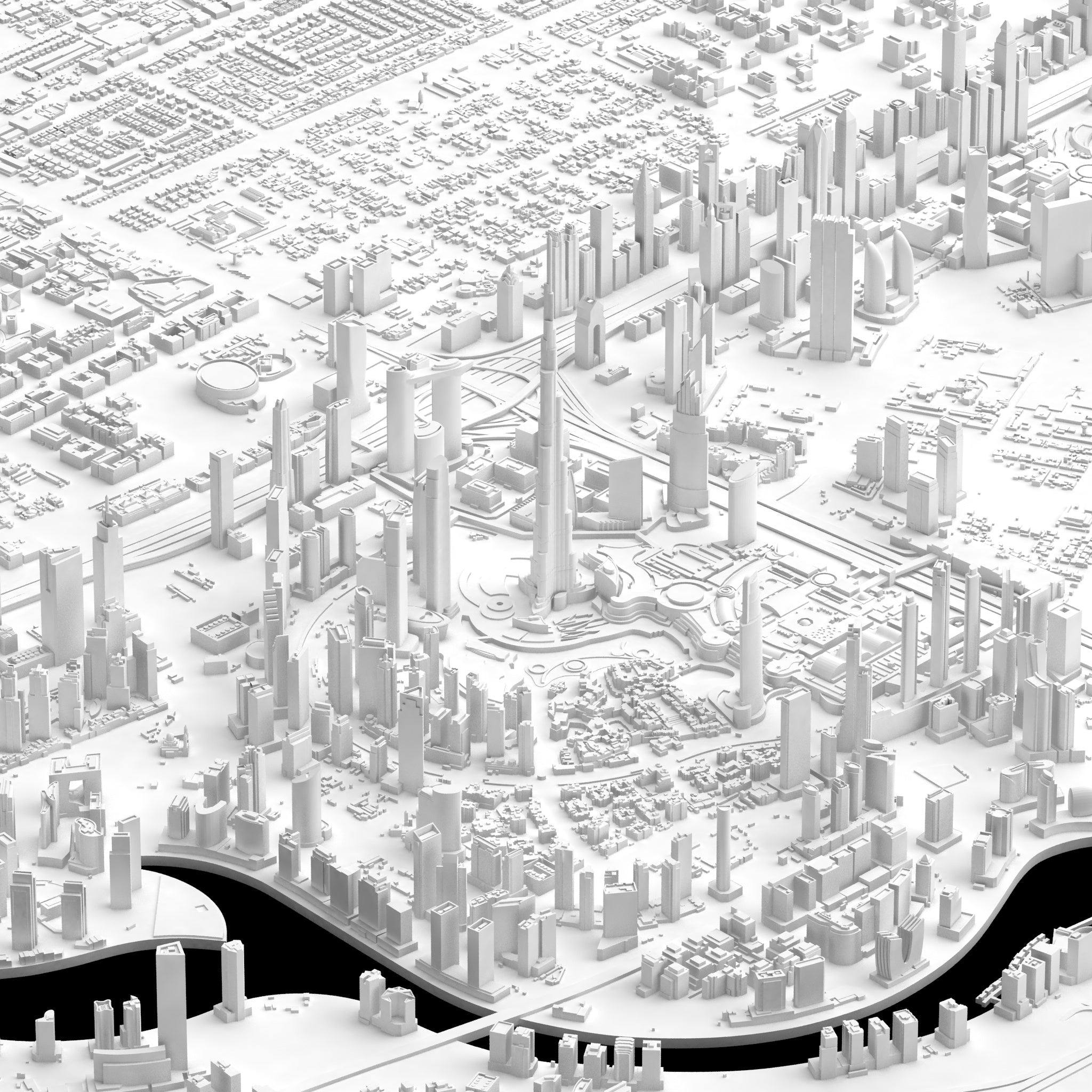 Dubai CITYWALL 3D City Model Wall - CITYFRAMES